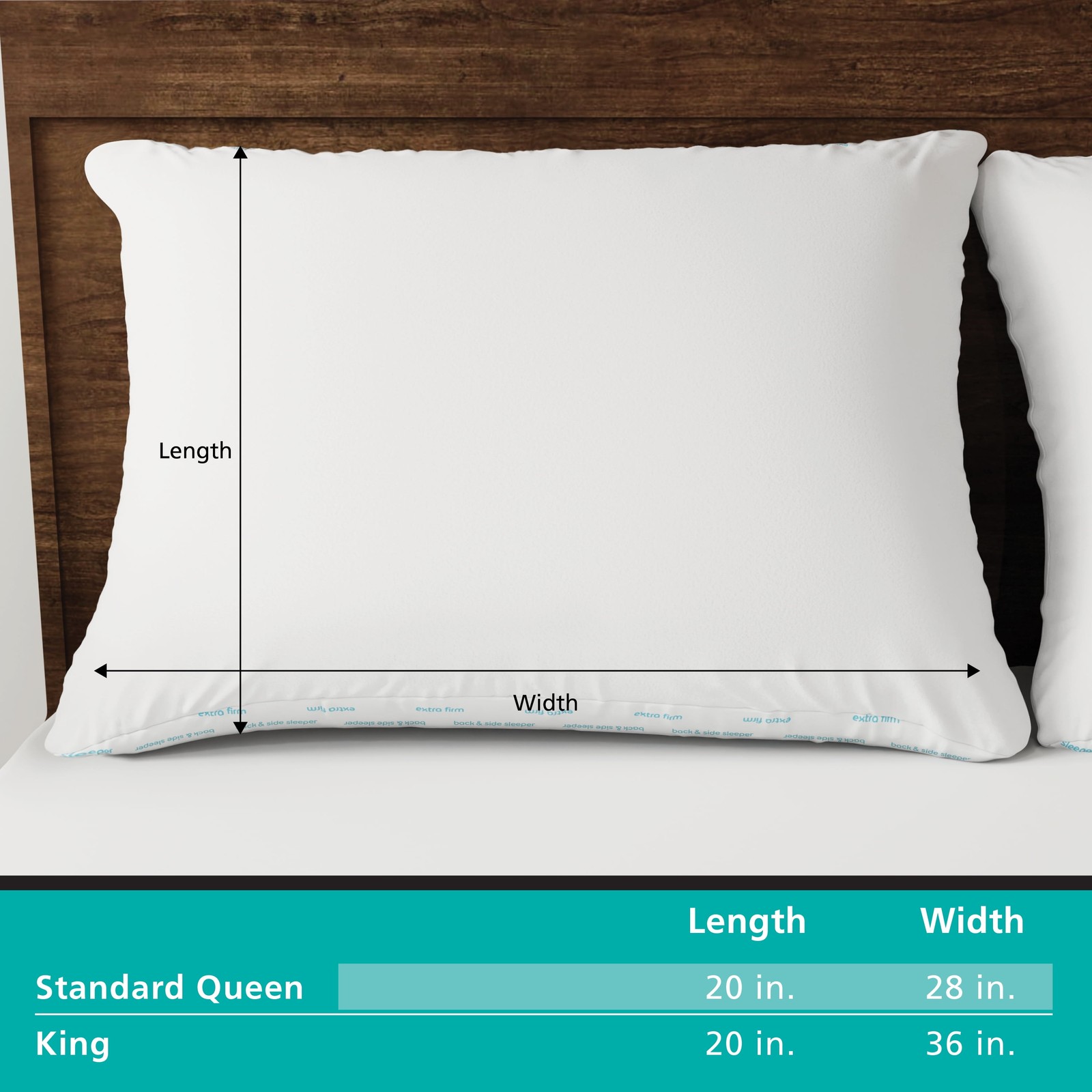 Bed Pillow Back & Side Sleeper Standard/Queen Extra Firm Support