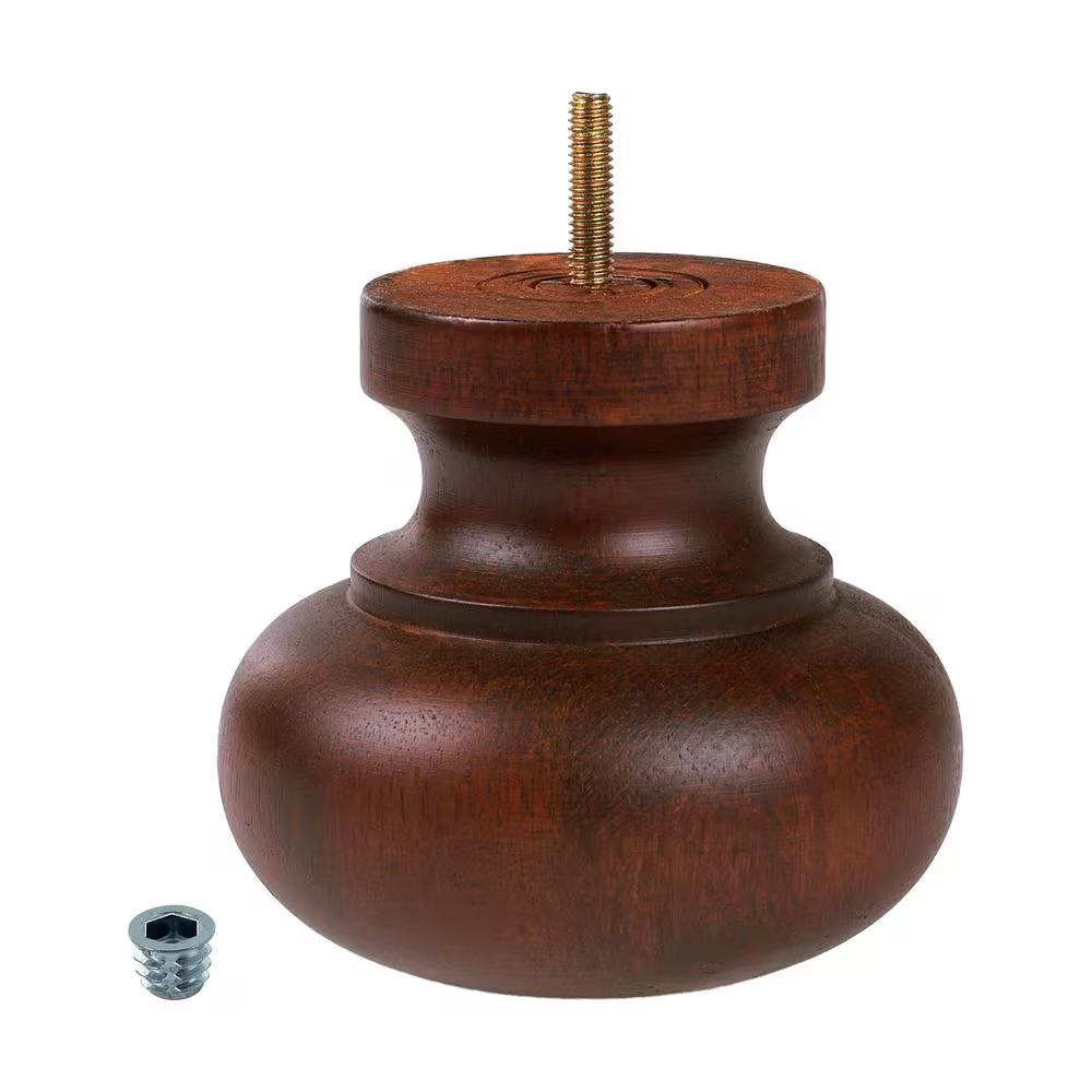 4-1/2 In. X 4-13/16 In. Stained Cherry Solid Hardwood round Bun Foot