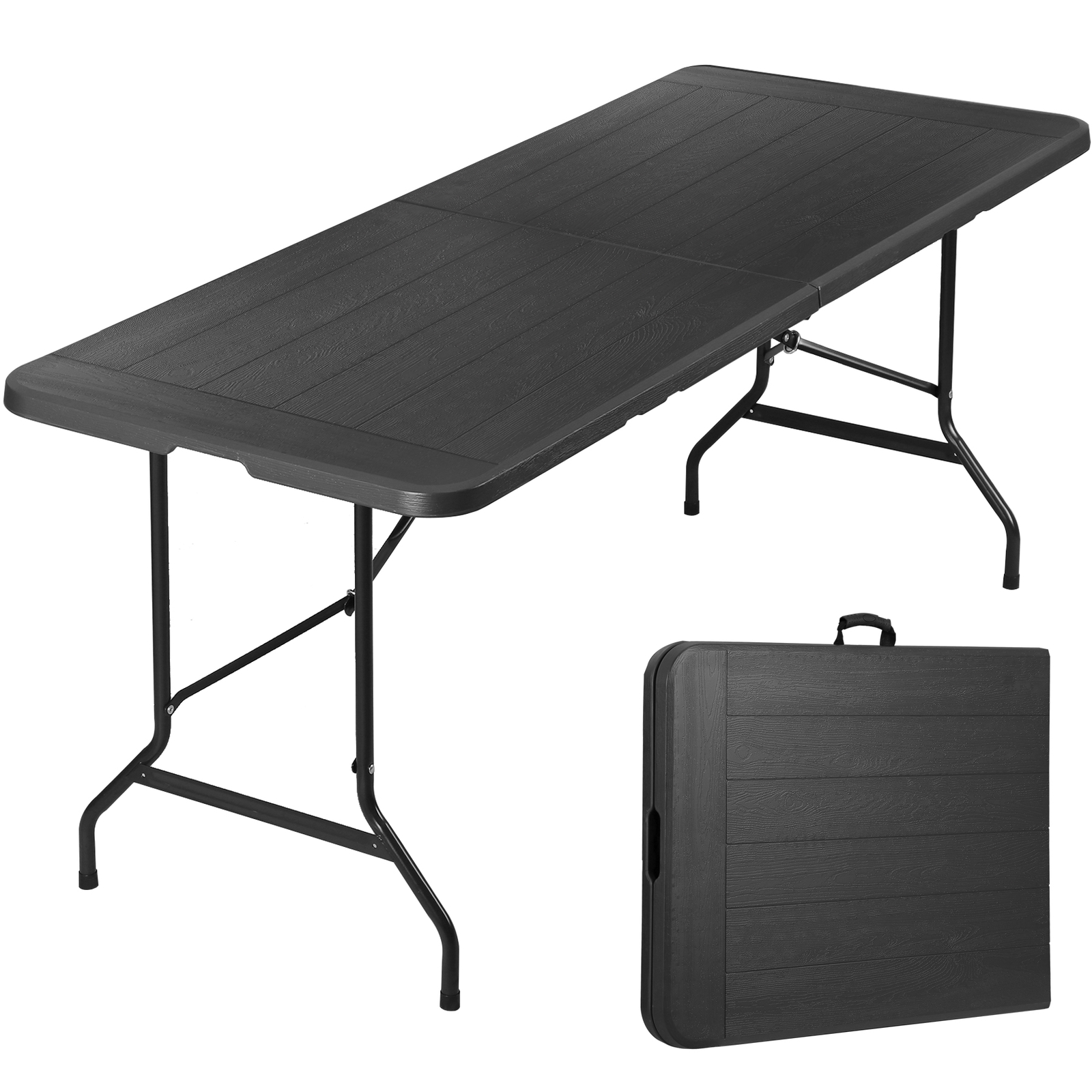 6FT Dining Table Foldable Plastic Utility Table In/Outdoor Camping Picnics Black