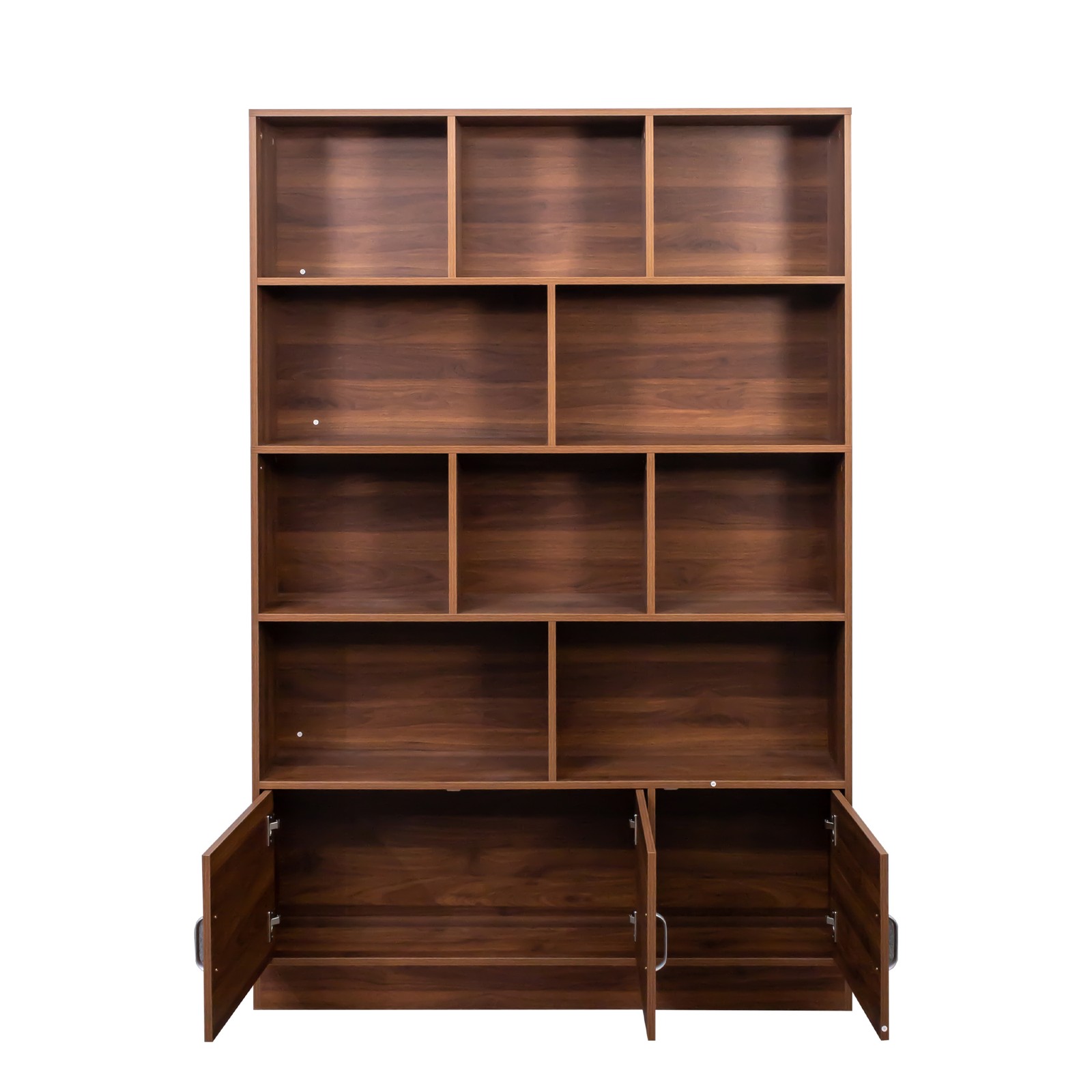70.87″ Tall 10 Cube 3 Door Bookshelf, 4-Tier Storage Cabinet Organizer