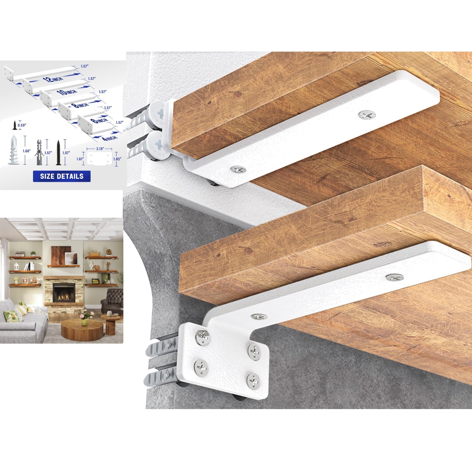Versatile 4 Inch Heavy-Duty Shelf Brackets, 160 lb Capacity – Ideal for Any Wall