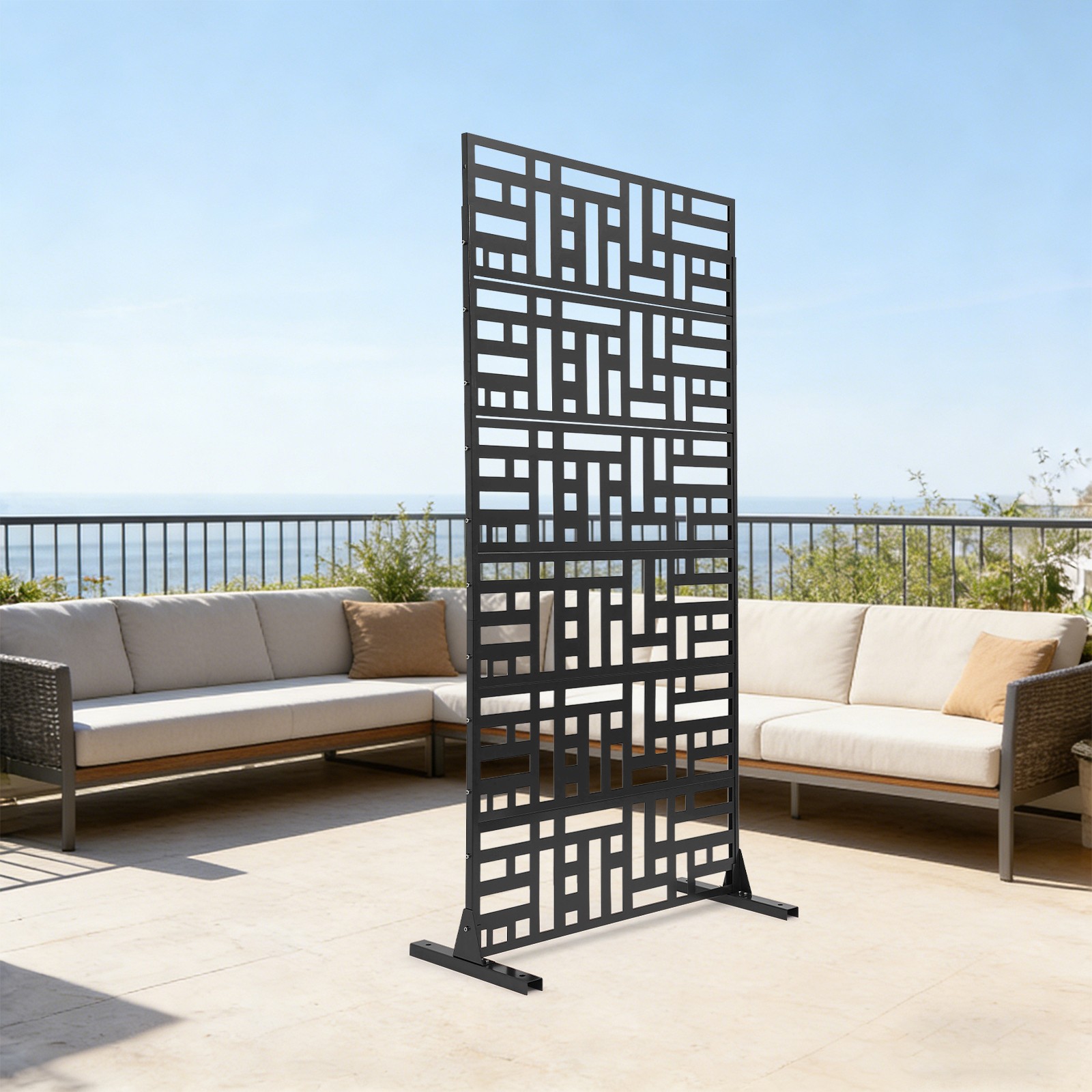 Privacy Screen, Outdoor Freestanding Decorative Divider for Patio 35.5*72 in