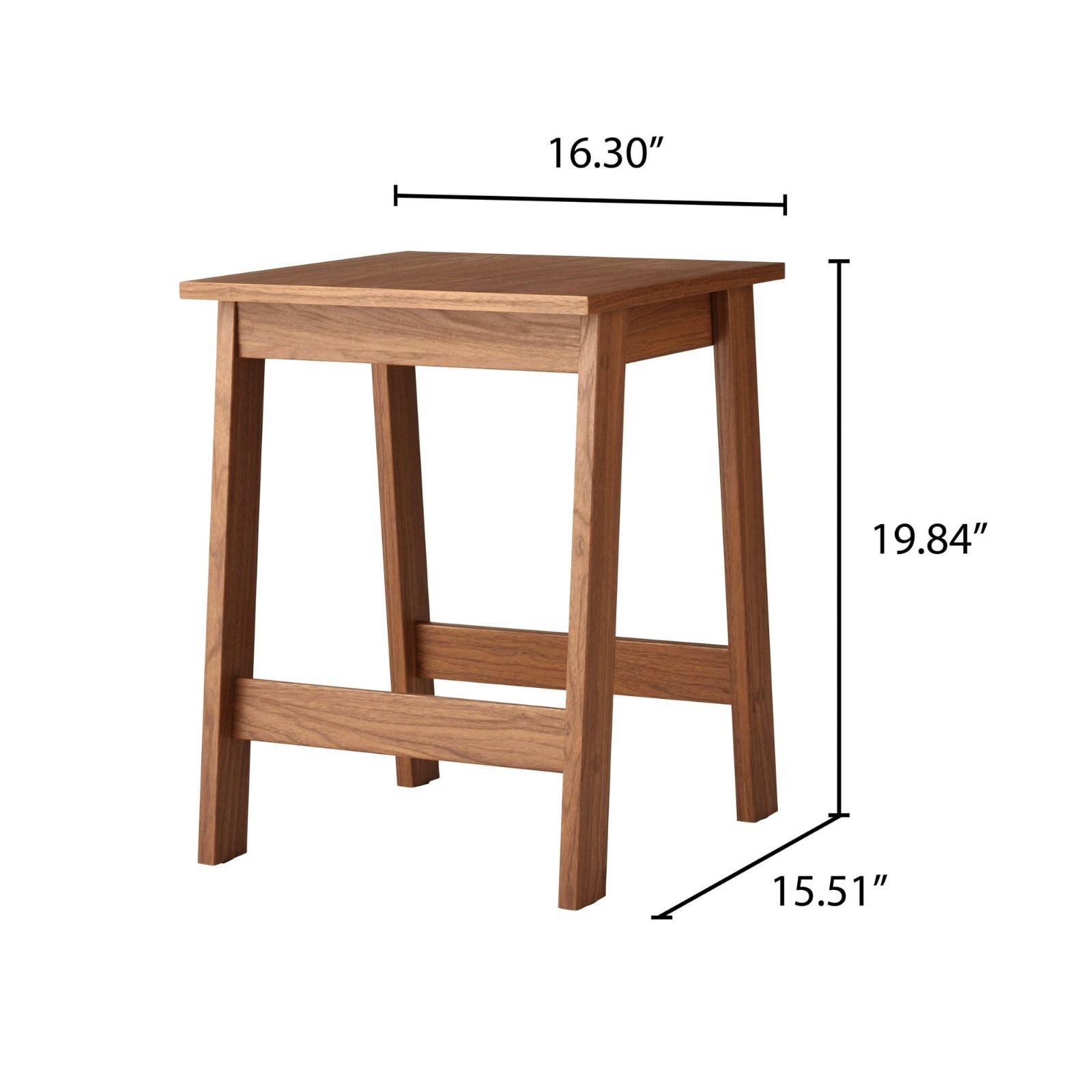 Small Square Wood Side Table, Walnut Finish