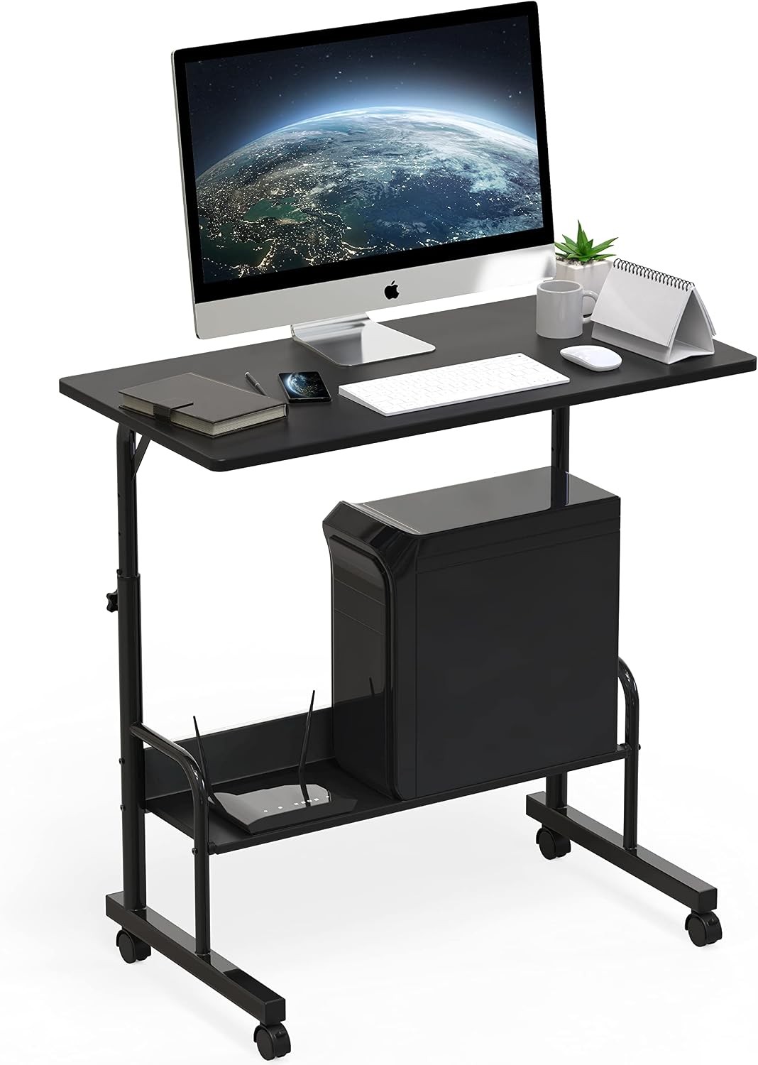 Height Adjustable Mobile Standing Desk Laptop Workstation, 30.5″ to 40.5″