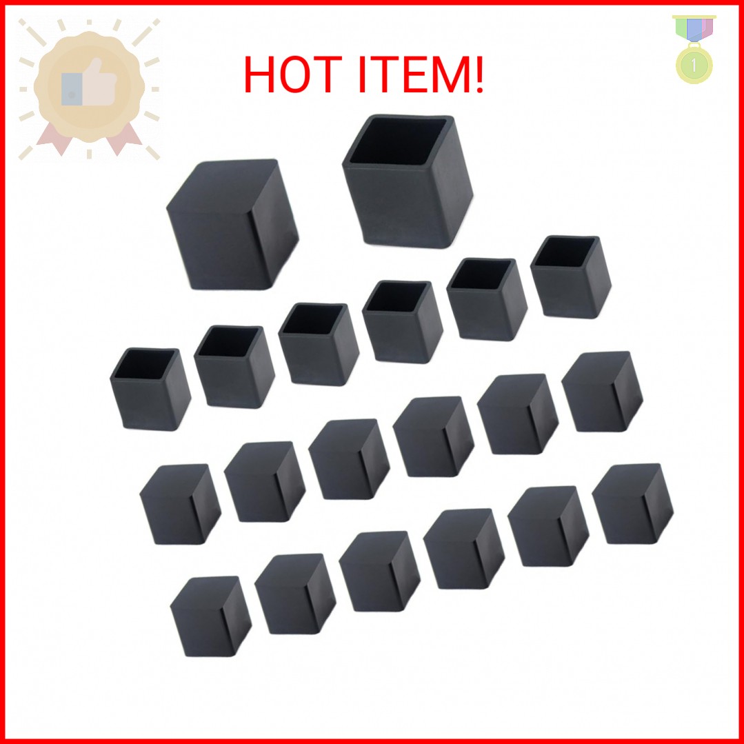20Pcs 3/4 Inch (19mm) Square Rubber Chair Leg Tips Caps, Chair Table Leg Covers