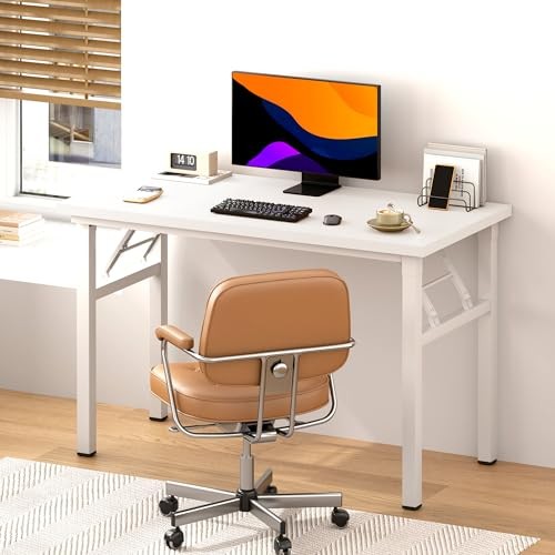 Computer Desk Folding Table 39.4 inches Writing Desk 39 Inches White + White