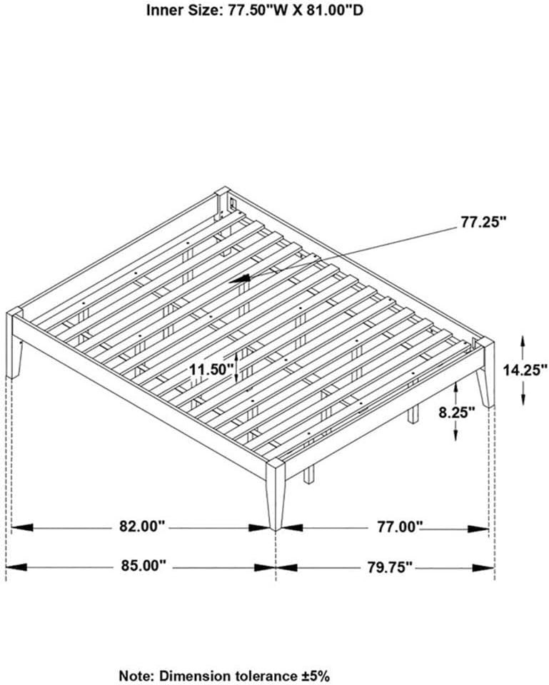 Contemporary Wood Platform Eastern King Bed White Finish Asian Hardwood & Pine