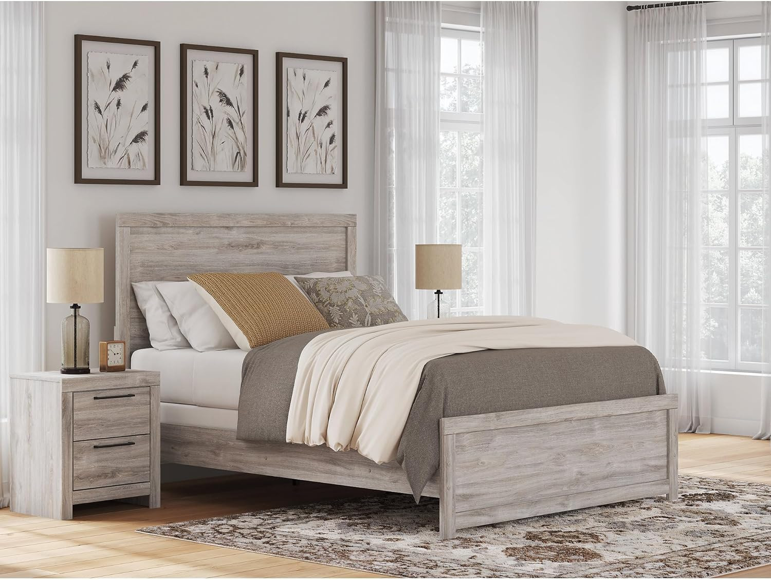 Jonnifer Queen Panel Bed Frame in Light Gray – Relaxed Casual Style