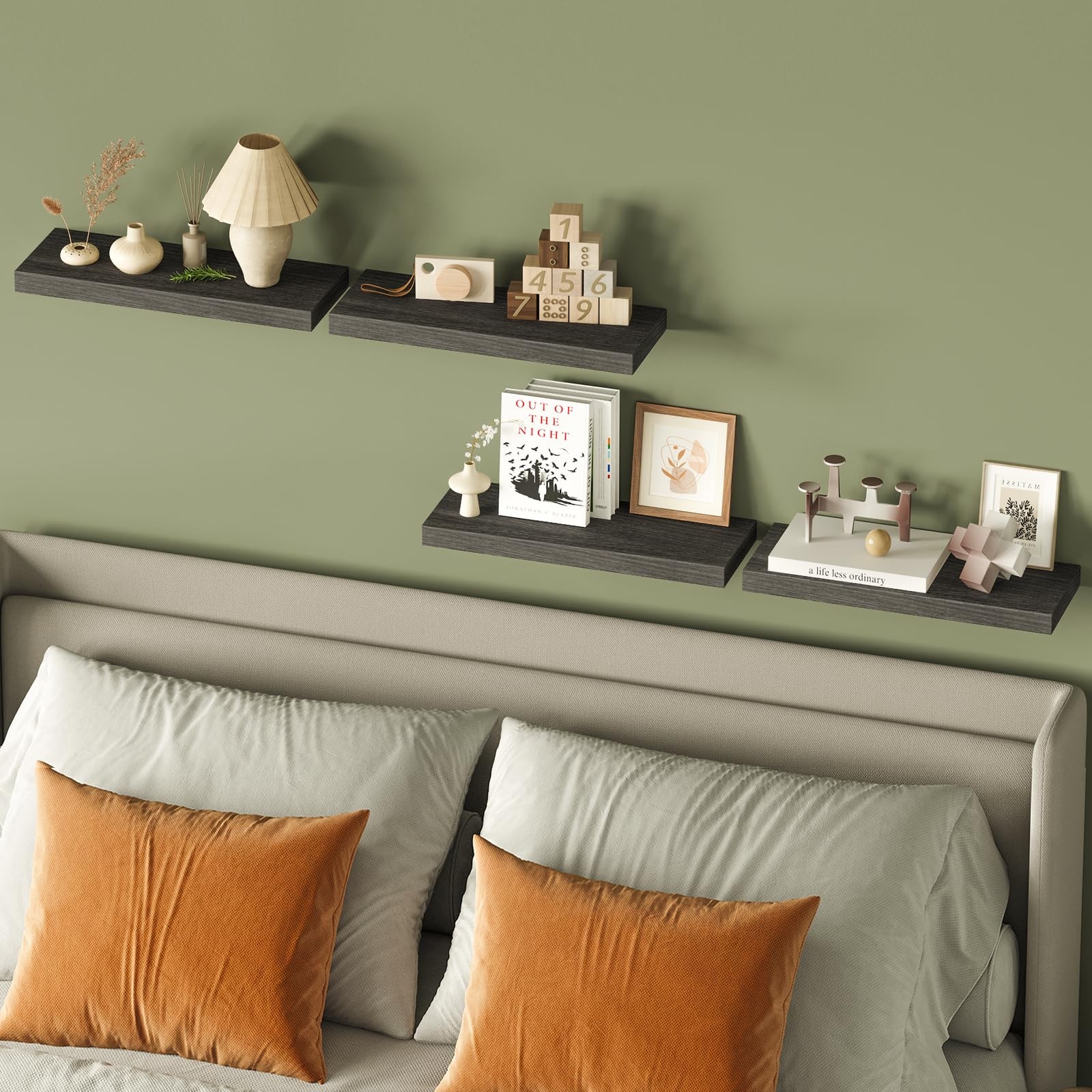 Fixwal 15.8in Floating Shelves, 15.8 inches x 5.5 x 1.2 inches, Grey