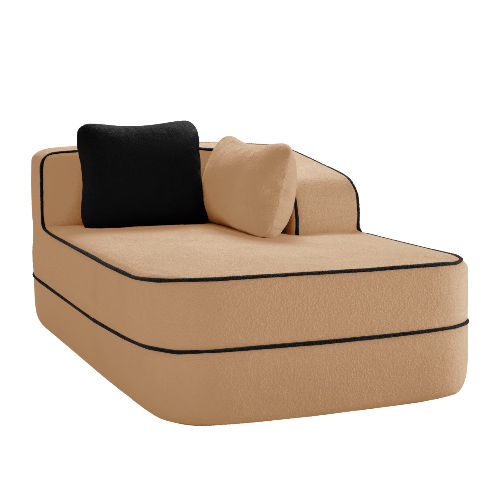 Right Chaise Sofa with Pillows Teddy Fabric Camel 66.54″ L
