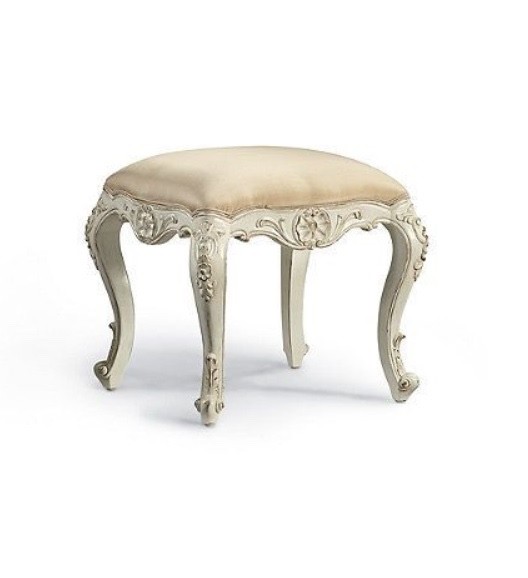 Frontgate Bench Antique White Silk Champagne Upholstered Vanity Stool Vienne