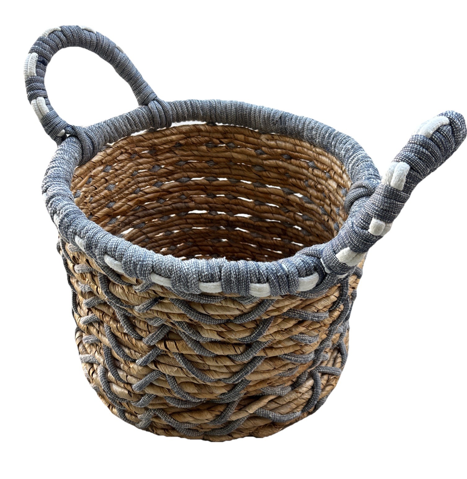 Woven Decorative Storage Basket, X-Large, 11″ x 15″ x 15″, Twisted W/ Handles