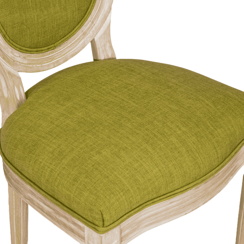 French Country Dining Chairs Set of 2,Upholstered Chairs with Round Back Green