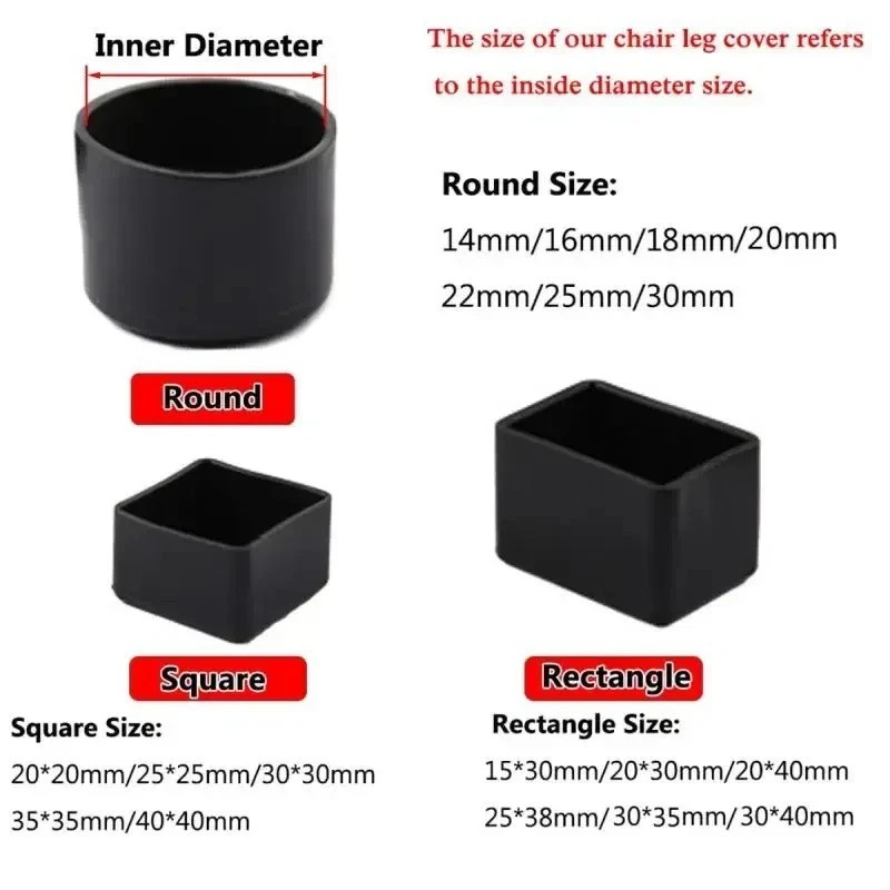 Square Silicone Chair Leg Caps – Non-Slip Floor Protector Table Foot Pads