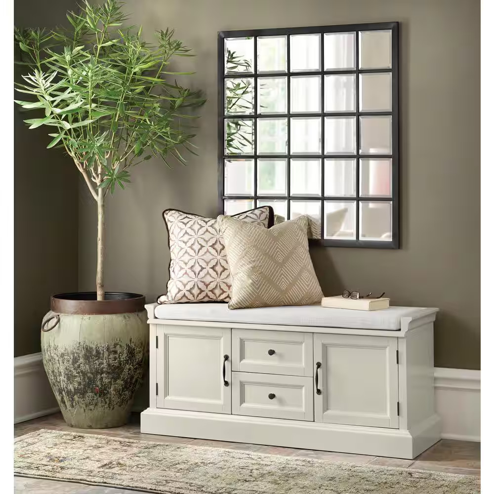 Royce off White 46.75 In. Entryway Bench with Storage