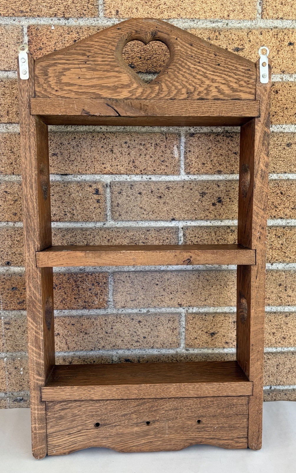 Vtg Wood Heart Cutout Trinket Shelf 3 Tiered With Pegs 80s 90s Country Decor