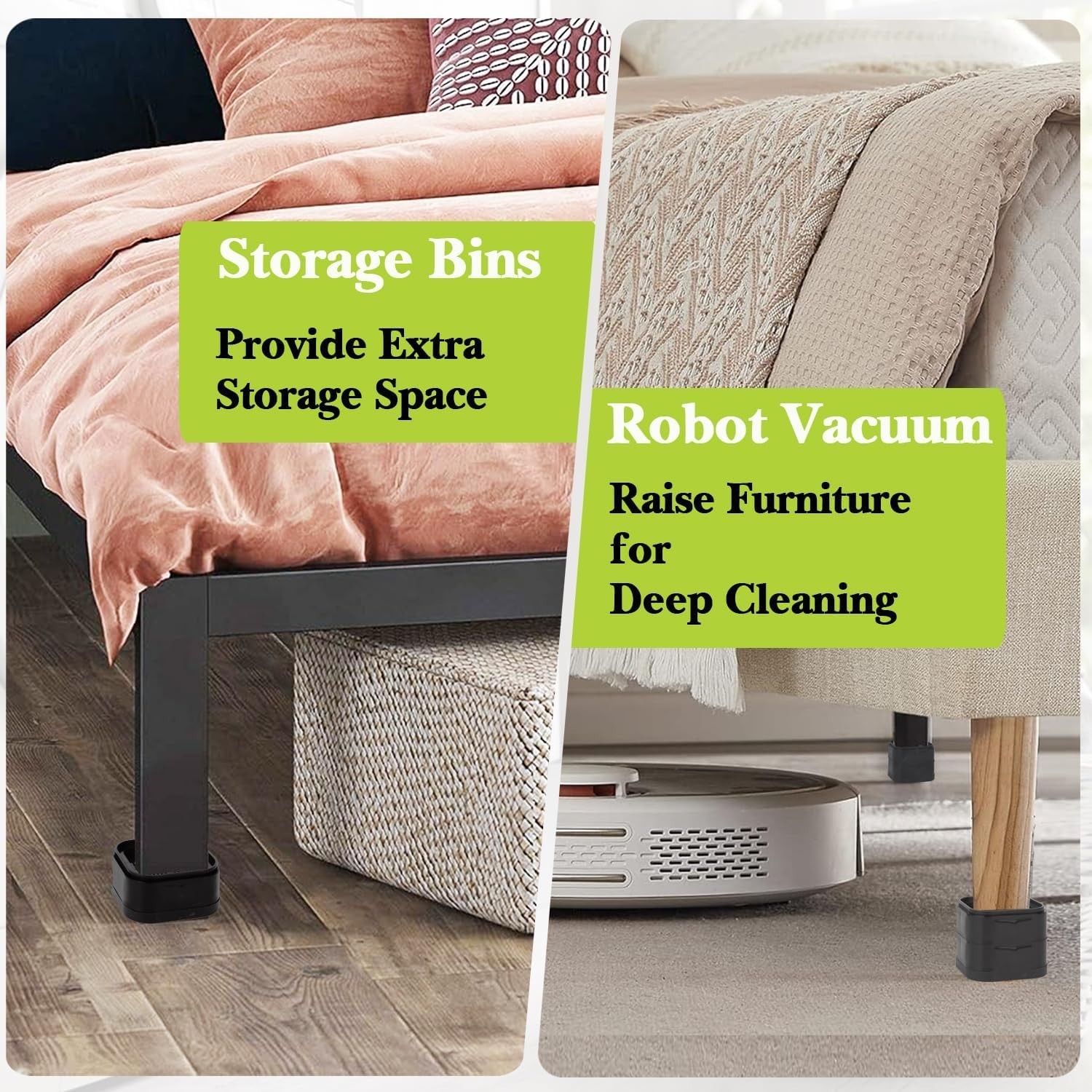 Furniture Risers Bed Risers Table Chair Leg Extenders Heavy Duty 4 Pack