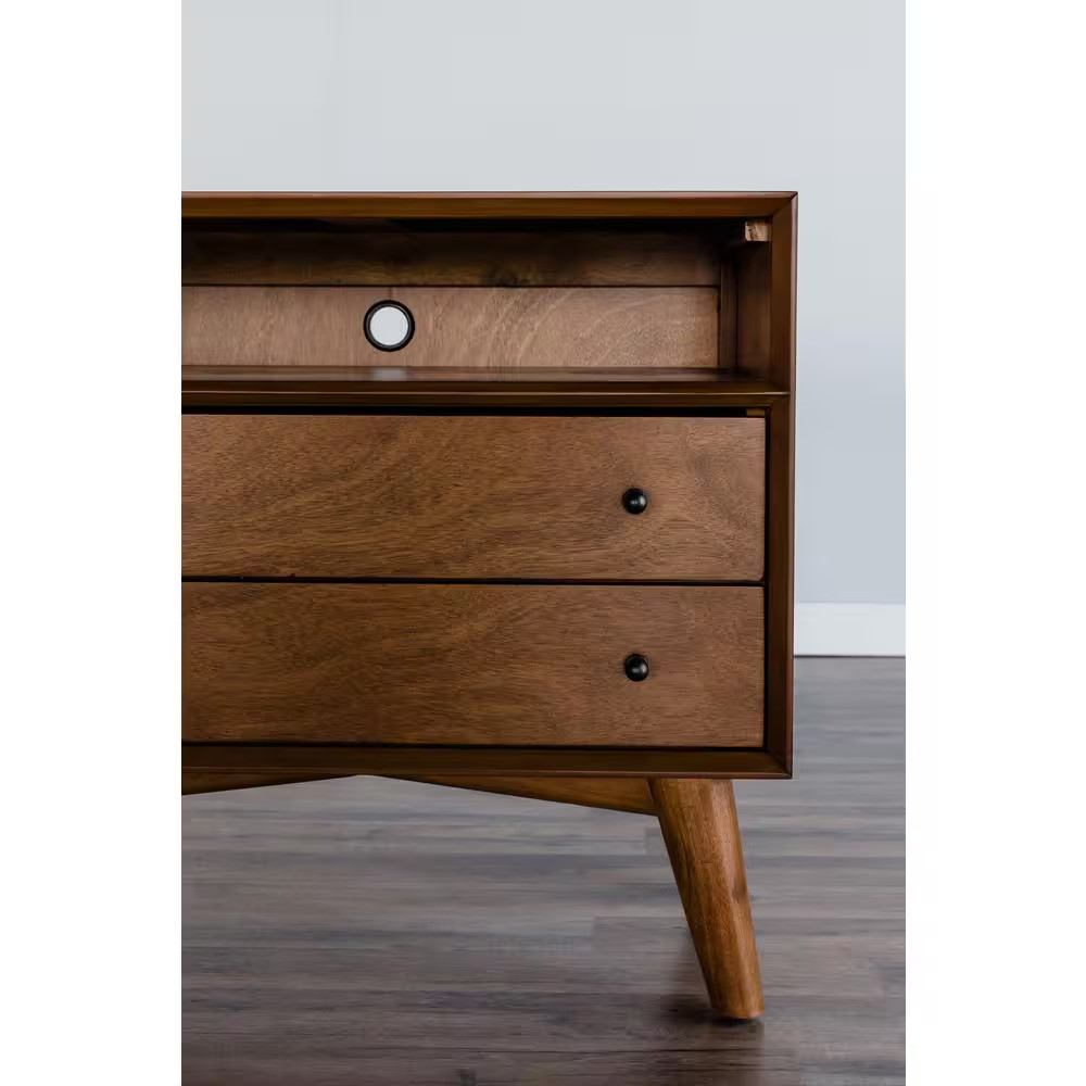 Flynn 2-Drawer Acorn Brown Large Nightstand (26 In. H X 28 In. W X 15 In. D)