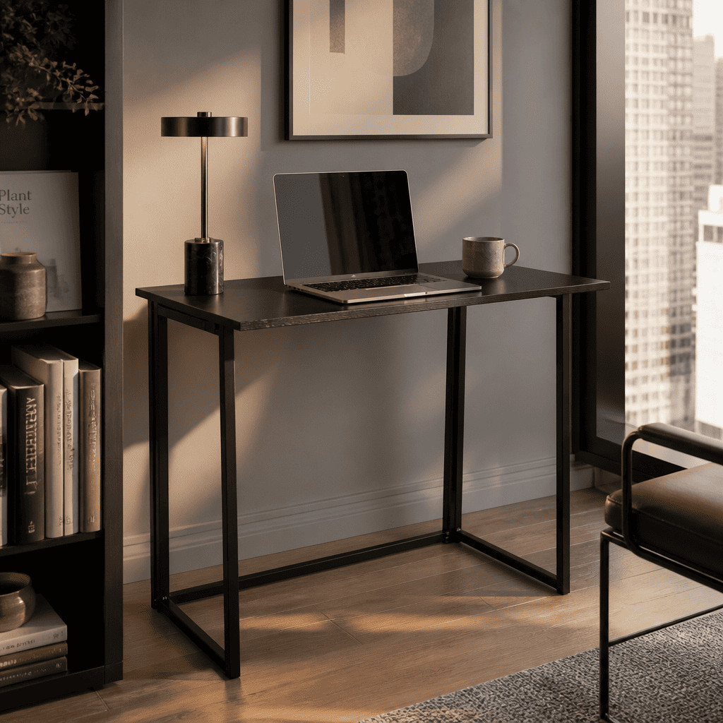 Folding Computer Desk Small Space Laptop Study Table No Assembly Wooden Wood