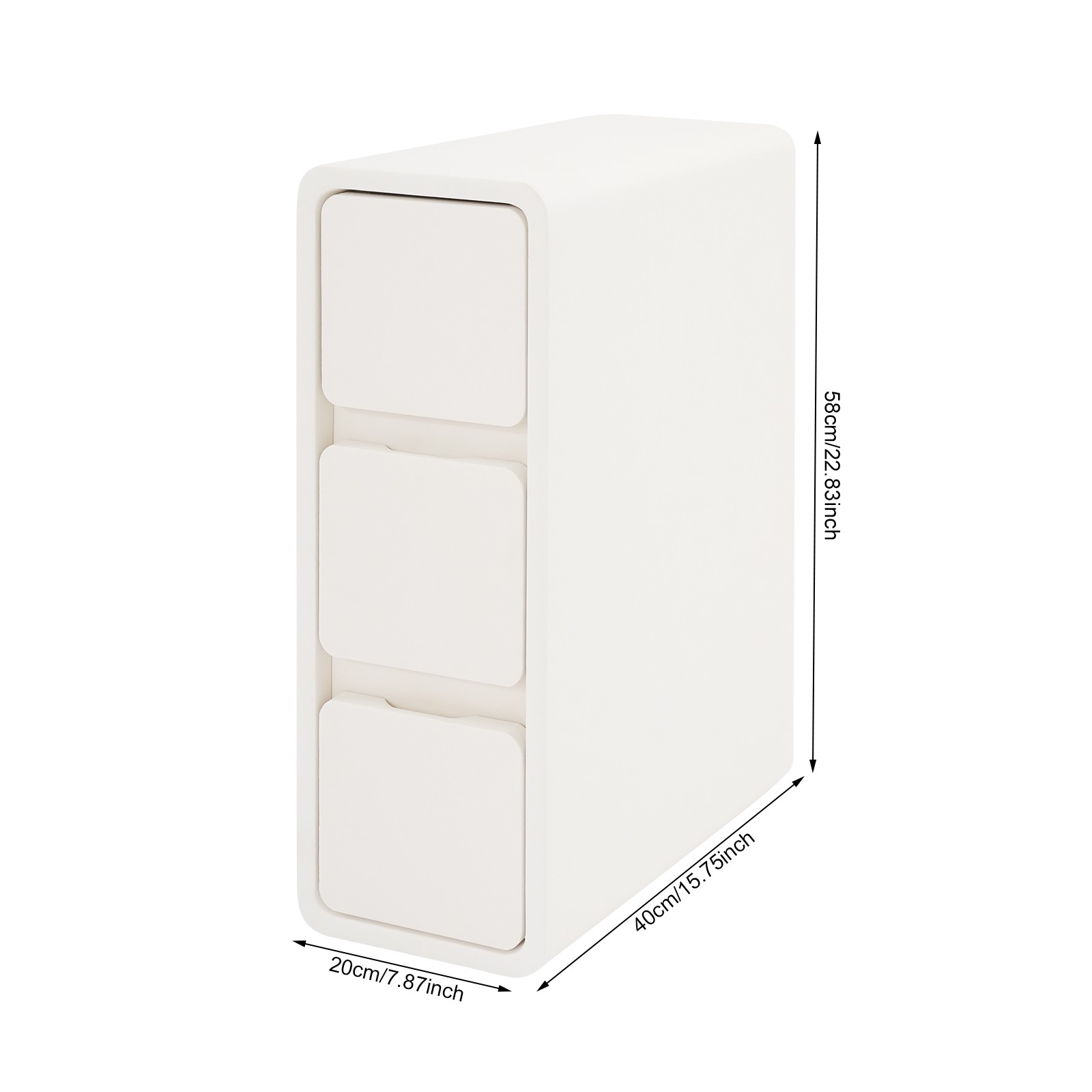 Nightstand Small Narrow Nightstand 3 Drawers Bedside Table (15.75*7.87*22.83 in)