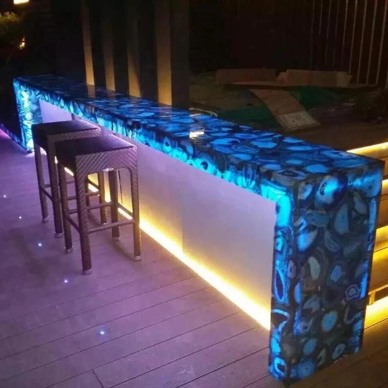 Custom Made Blue Agate Countertop Kitchen Vanity Table Tops, Hallway Furniture