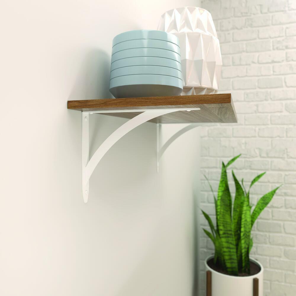 Pair 10″ White Decorative Elegant Shelf Countertop Steel Bracket 100lb. Capacity