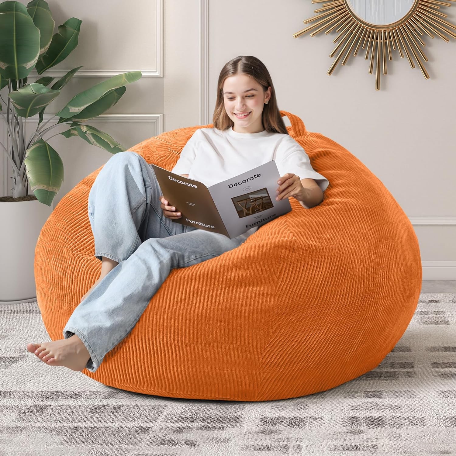 3FT Bean Bag Chairs Teardrop Bean Bag Chair Adults Beanbag Chair W/ Memory Foam