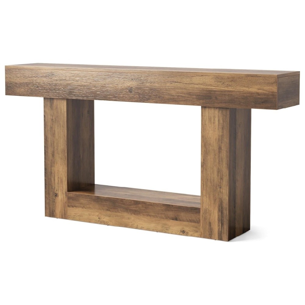Long Console Table Wood Entrance Table TV Stand Includes A Handy Lower Shelf