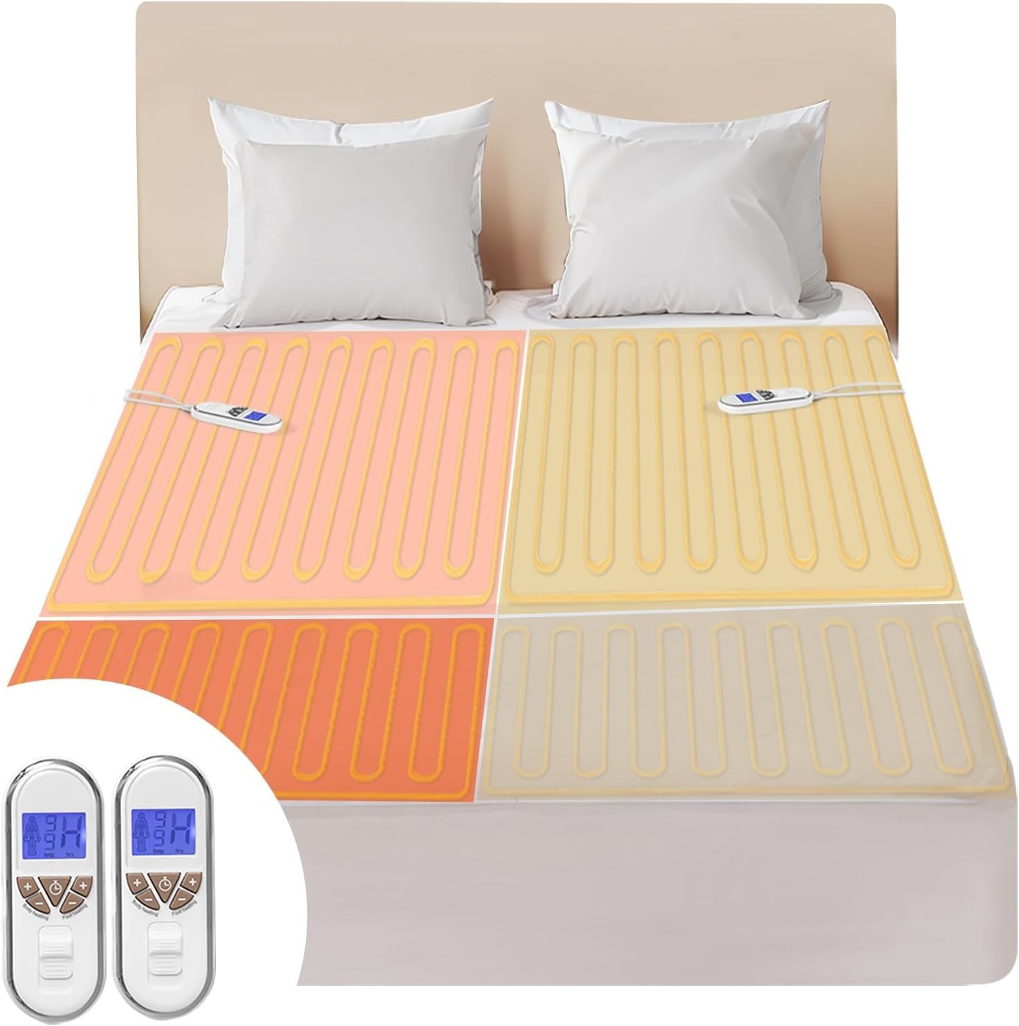 Bwarm Premium Multi-Zone Electric Heated Mattress Pad California King Size