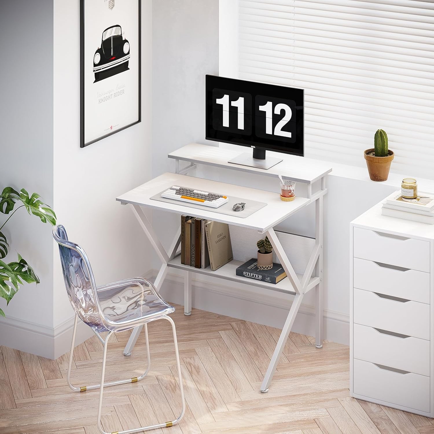ODK Small Computer Desk, 27.5 inch Desk for inch, Pure White