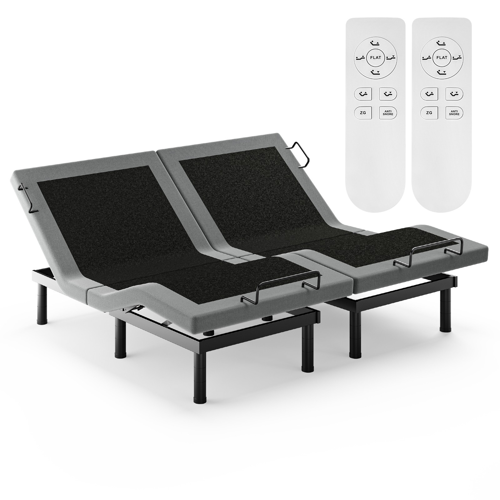 Advanced Adjustable Bed Frame Base With Massage Backlit Remote Dual Quiet Motor