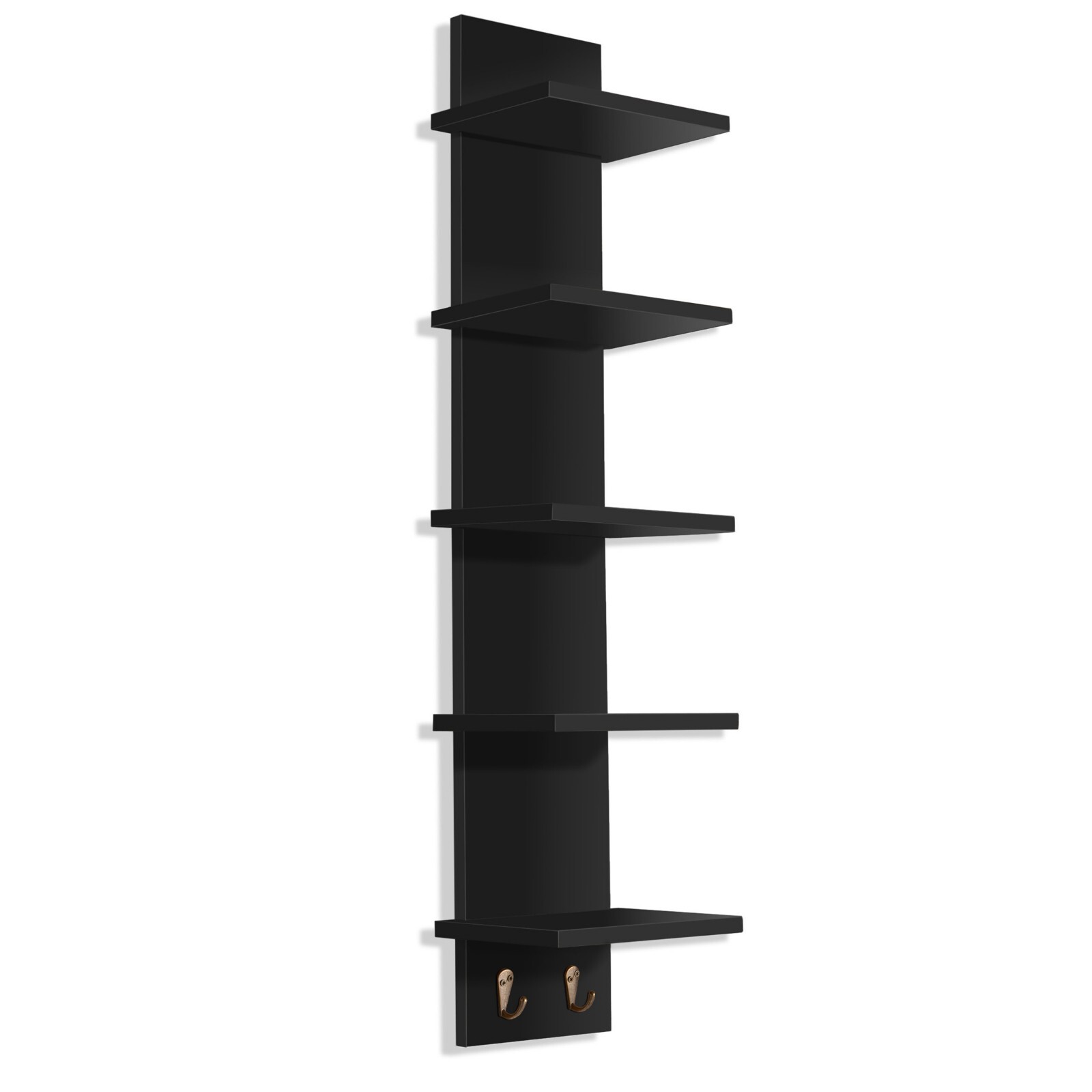 Sorbus 5 Tier Wall Shelf Unit with Hooks, Wall Mounted Column Utility Shelving