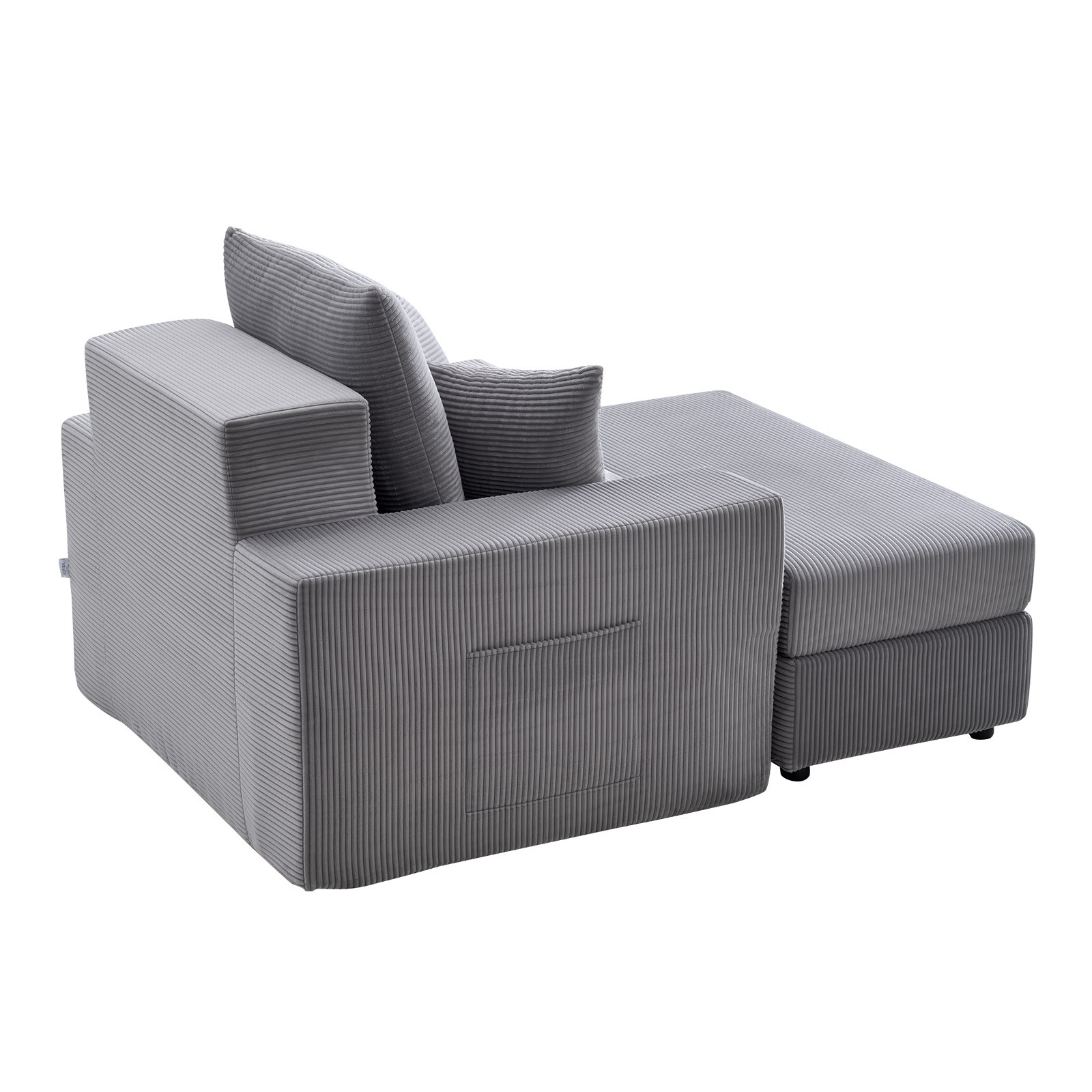 VEVOR Chaise Lounge Chair 44 in Boneless Modular Chaise Lounge Indoor Grey