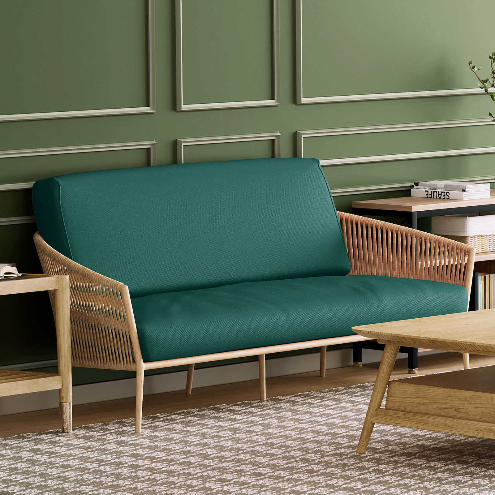 Teal Green Twin Size Slipcovers Cushion Stretch Futon Cover Couch Sofa Protector
