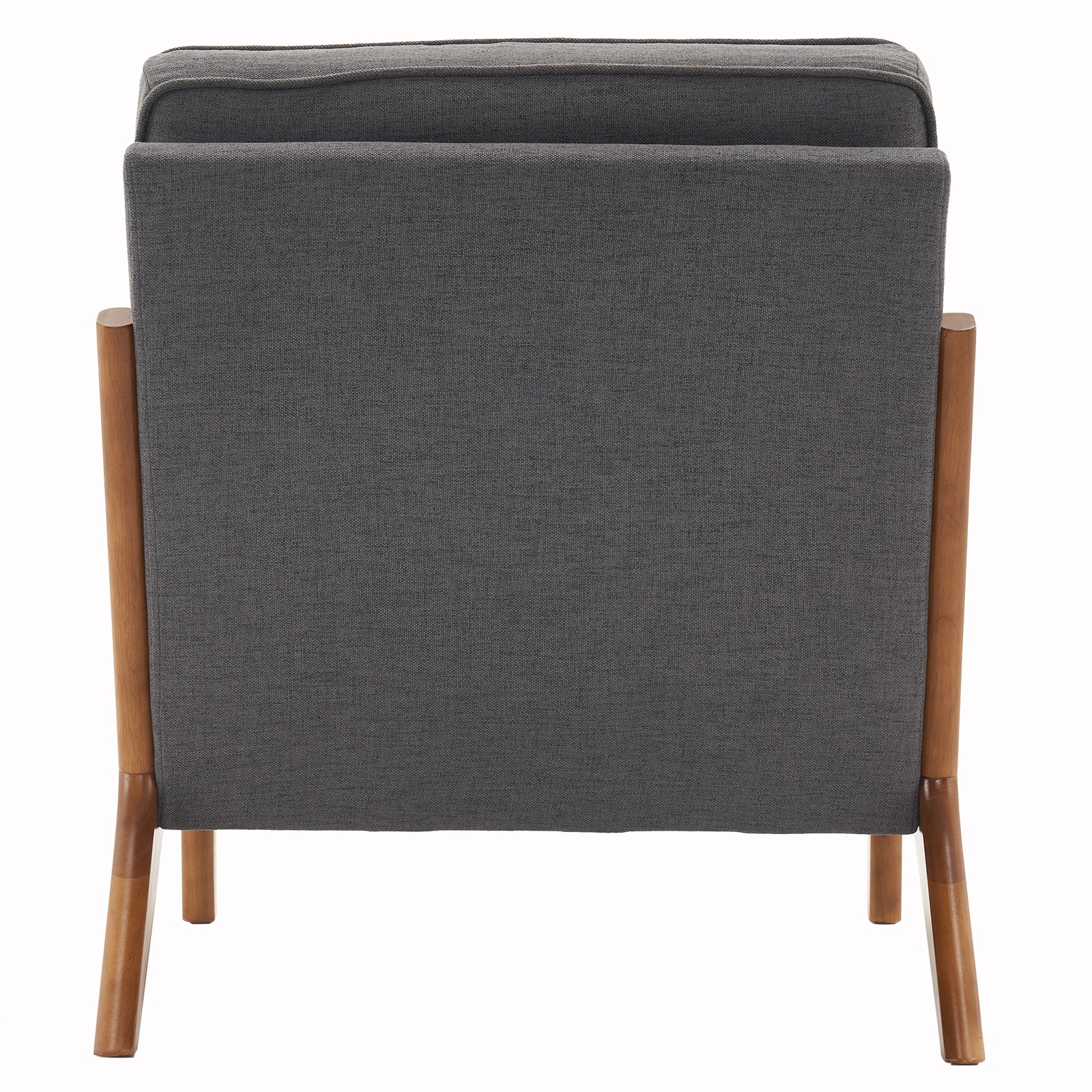 Oak Armrest Upholstered Single Lounge Chair Dark Grey