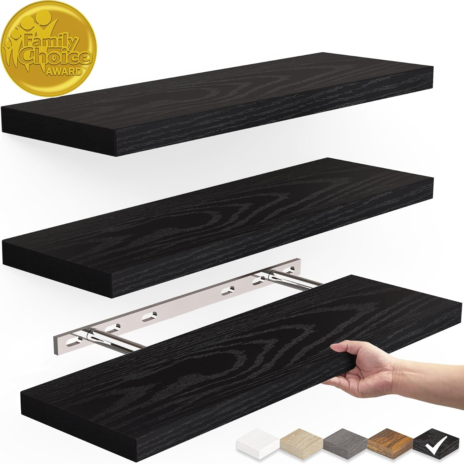 BAYKA Floating Shelves for Wall, Wall Mounted Rustic Wood Shelves for Bathroom,
