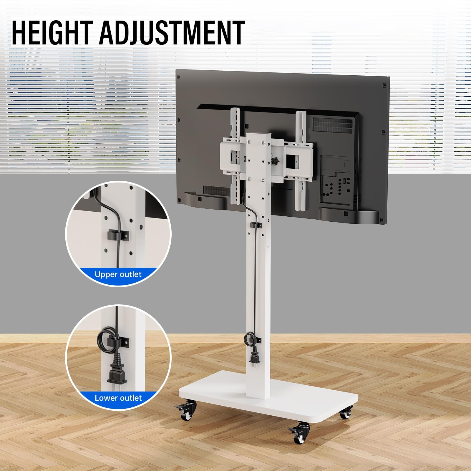 Mobile TV Cart with Wheels.Rolling TV Stand for 26 to 65 Inch Flat Panel Scre…