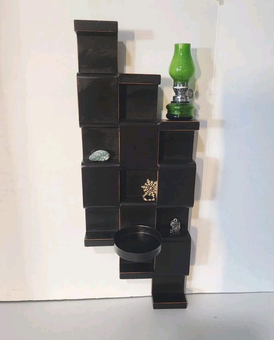 Unique modern geometric wall-mounted candle holder sconce and Trinket shelf.