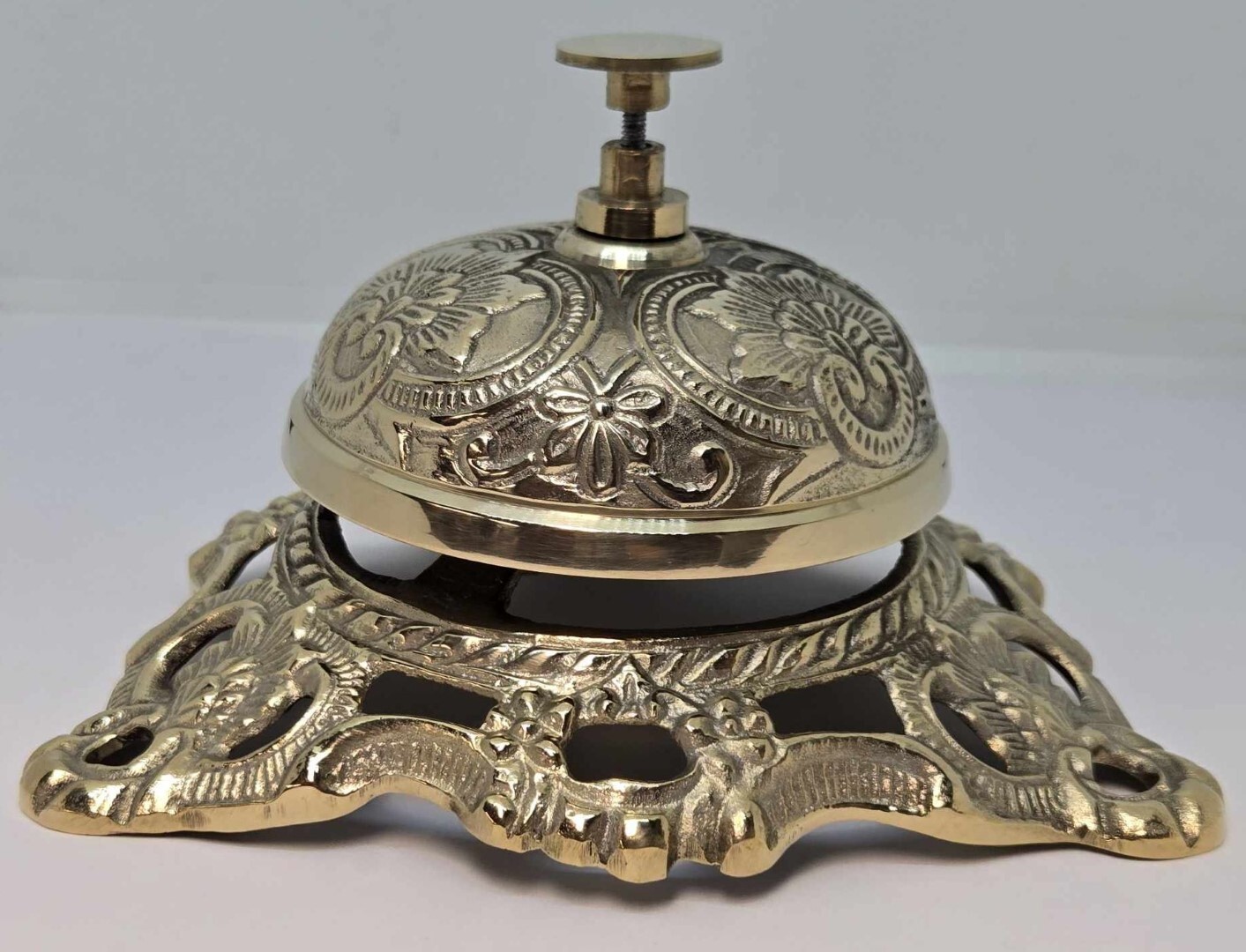 Cast Solid Brass Desk Bell service shop counter fancy antique vintage retro new