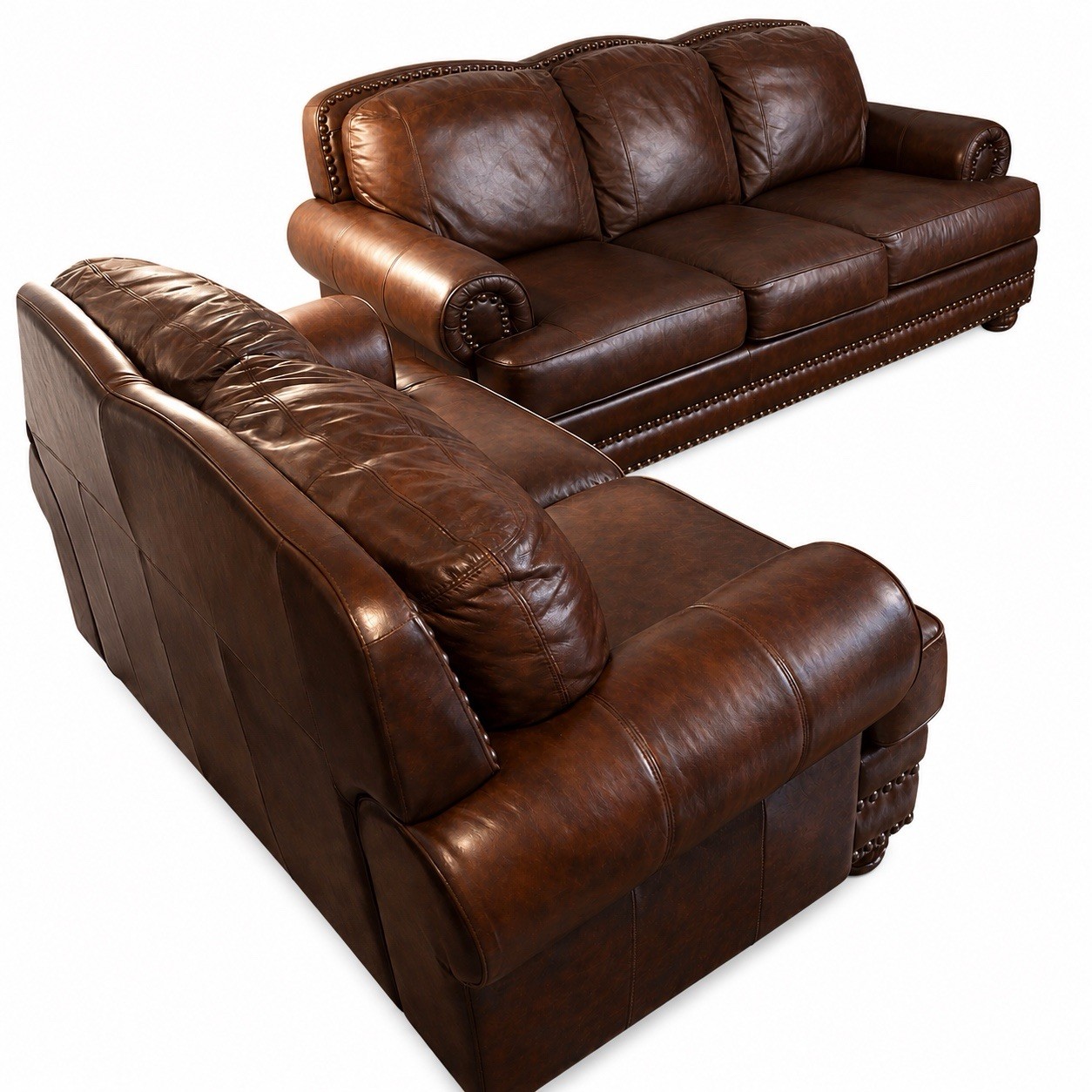 Genuine Leather Sofa & Love Seat Set Brown Great Condition Local Pickup Only MD