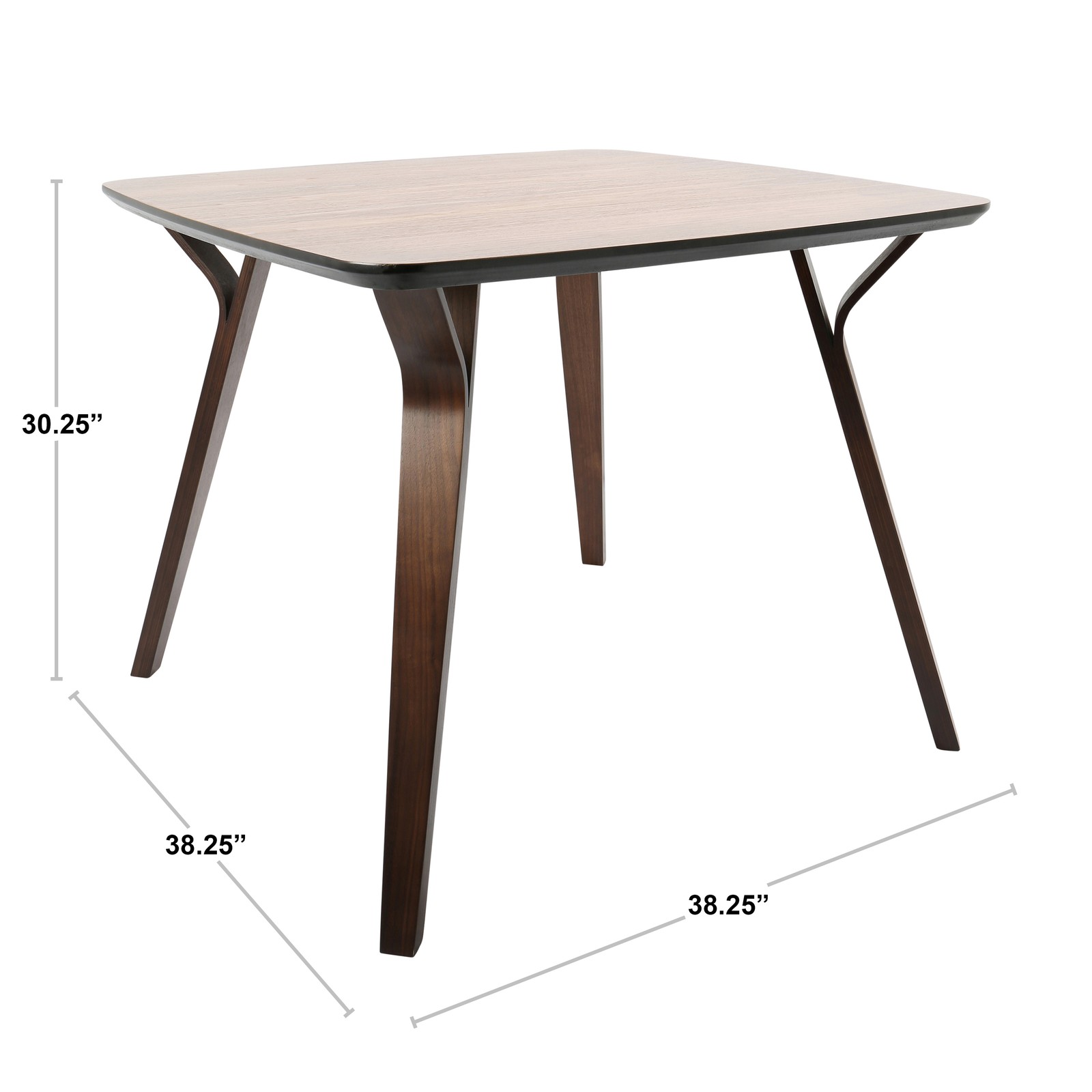 Walnut Wood & Black Marble Dining Table 38.25″ L x 38.25″ W