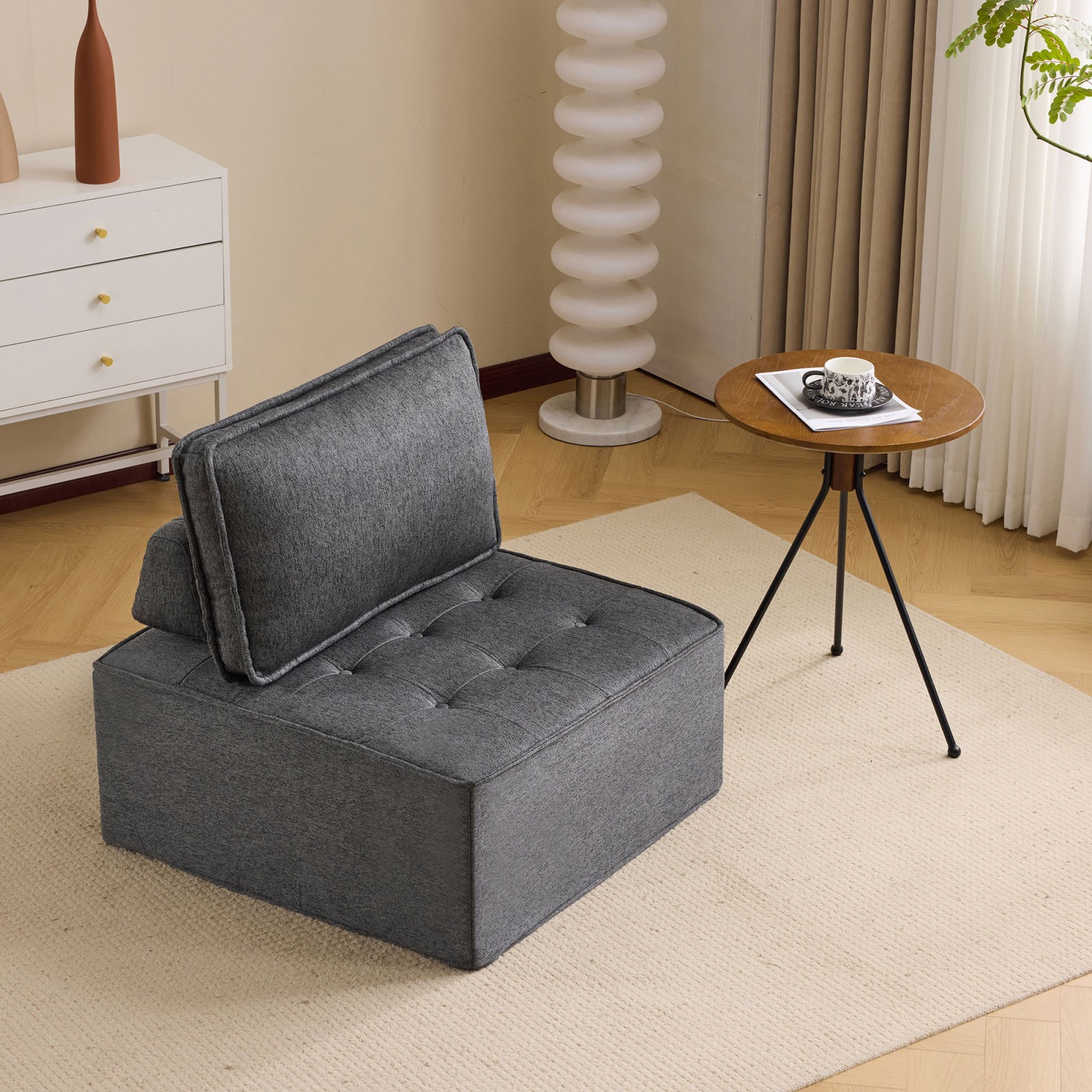 Dark Gray Linen Modular Sofa Sectional, 31.89″ x 31.89″ x 15.35″