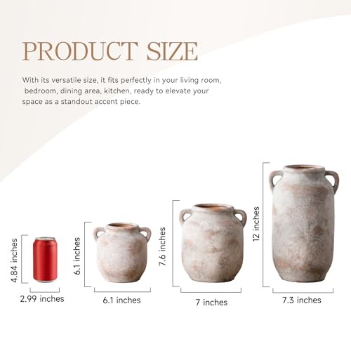 Large Flower Vase Home Decor – 12 inch Tall Ceramic Farmhouse Rustic 12″ Retro