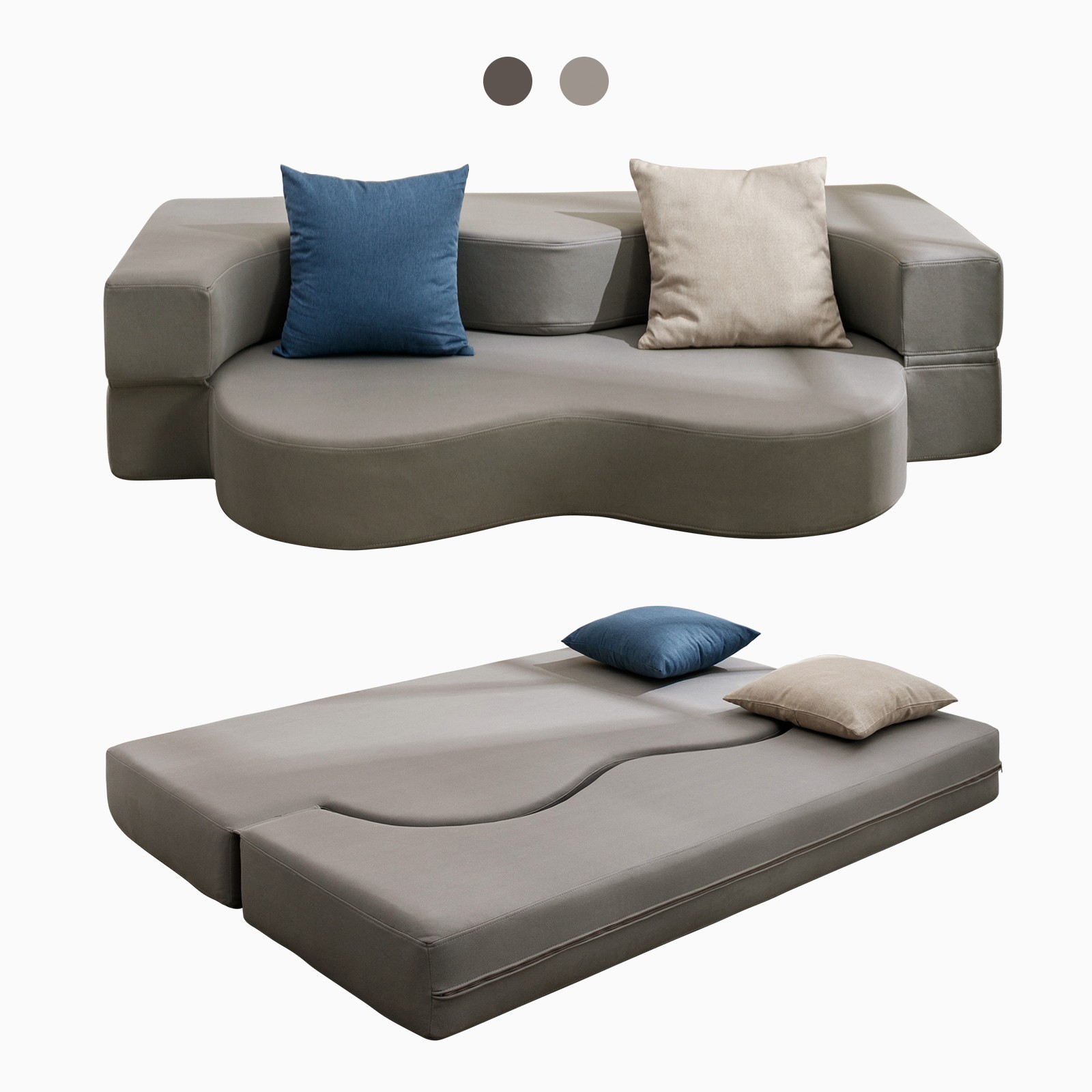 Zafly 2 in 1 Convertible Futon Sofa Bed Flip-Open Sofa Sleeper Sofa Light Gray