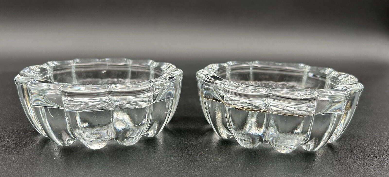 Vintage Pair Of VMC Reims France Glass Furniture Risers or Coasters