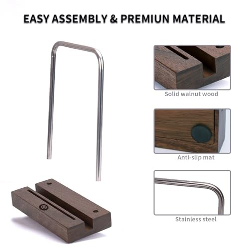 Vinyl Record Storage Holder, Walnut Wood Record Holder with Holder-Warm light