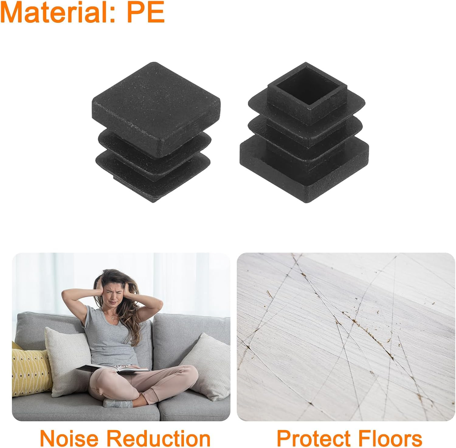36Pcs Square Plastic Plug Insert, 0.51″ X 0.51″ Black Plastic Plugs End Cap Tube