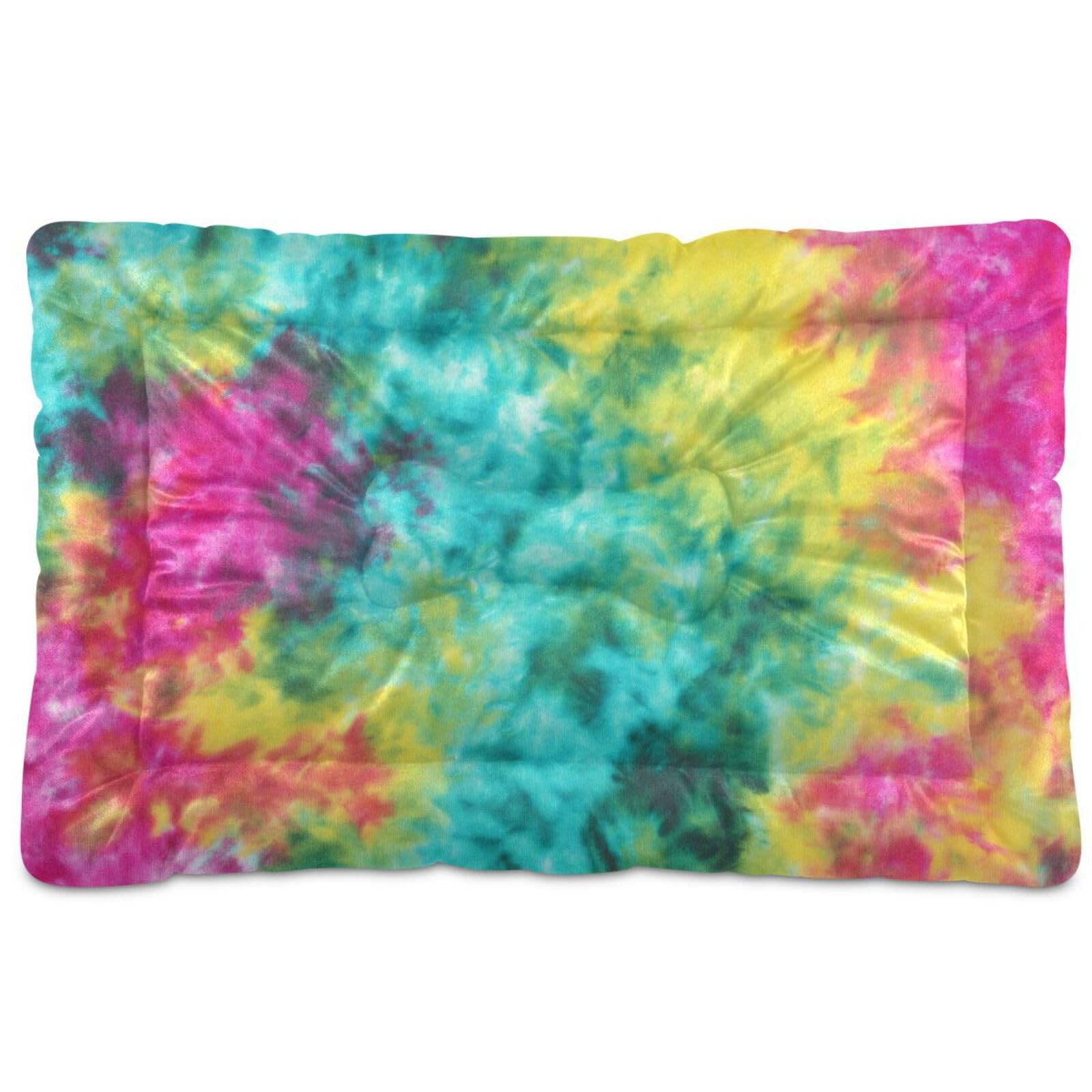 Blueangle Colorful Tie Dye Pattern Dog Cat Bed, Rectangle Comfortable Pet Bed