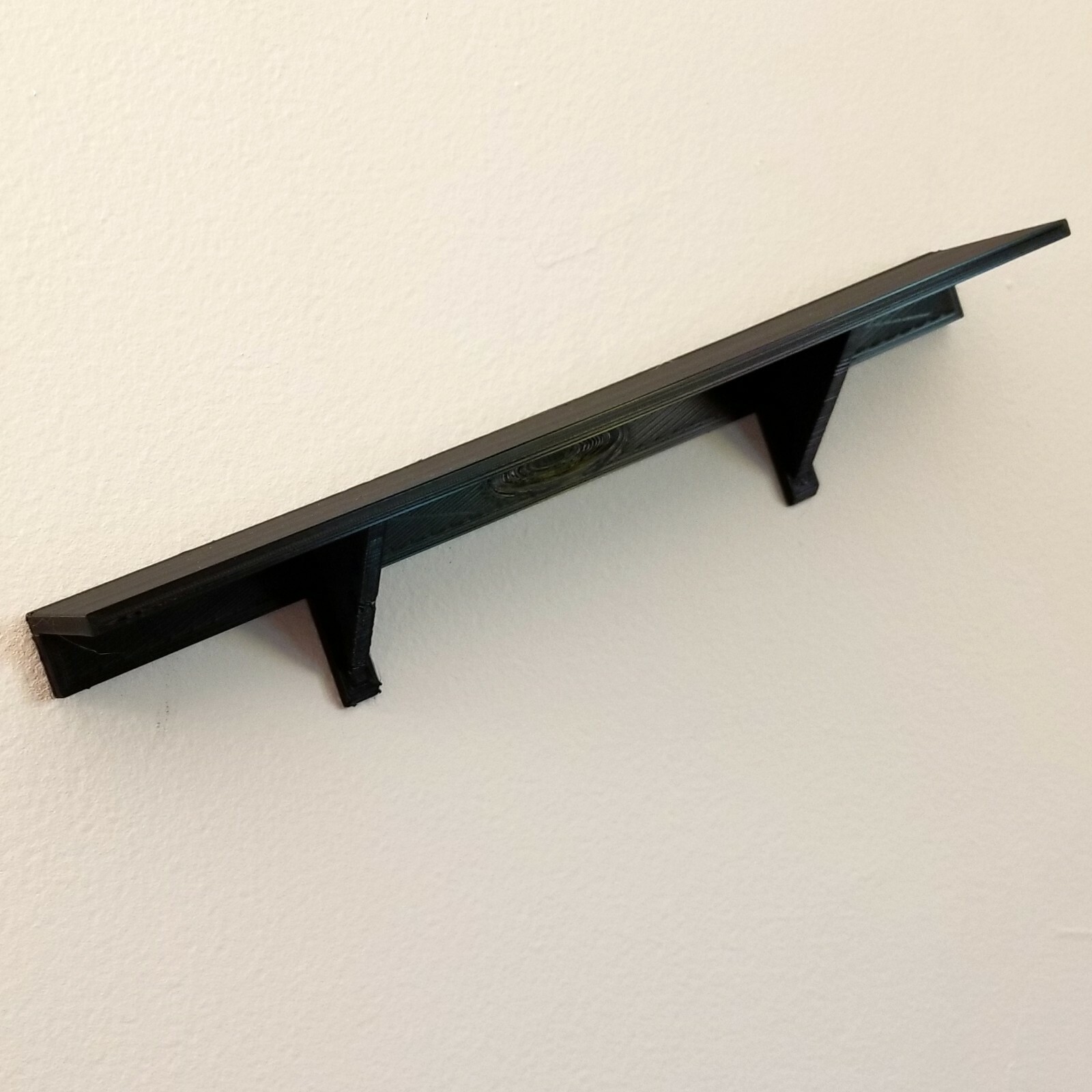 12″ x 2″ Black Wall Shelf Easy No Hole No Nail install uses 3M Command Strips
