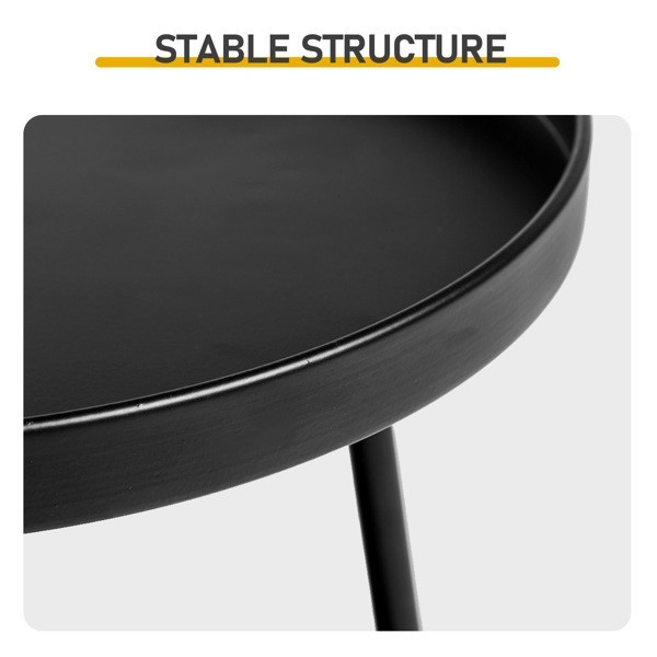 15.2 x 15.2 x 20.1″ Double Layered Circular Black Courtyard Iron Edged Table